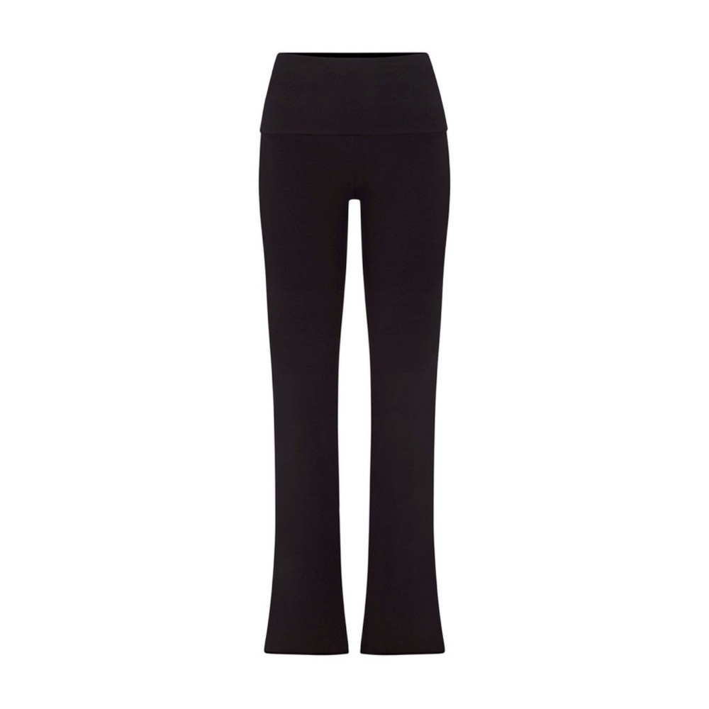 Skims Cotton Jersey Foldover Pants Black NWT Women's Black Flared Cotton Pants
